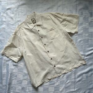Jamaica Jaxx Silk Cream Colour Palm Tree Button Up T-shirt